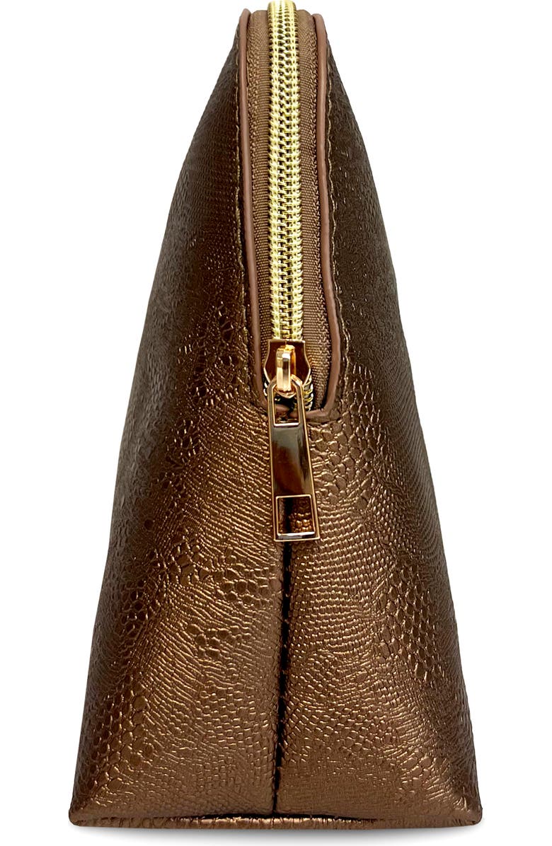 Youzey Metallic Ember Cosmetic Makeup Bag, Alternate, color, Brown