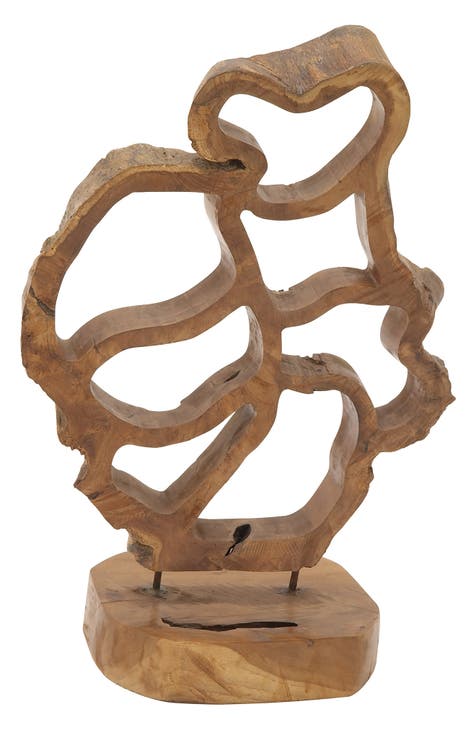 Brown Teak Wood Contemporary Nature Sculpture