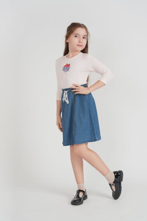 Girls Strawberry Box 3/4 Sleeve T-Shirt - Pink Sorbet