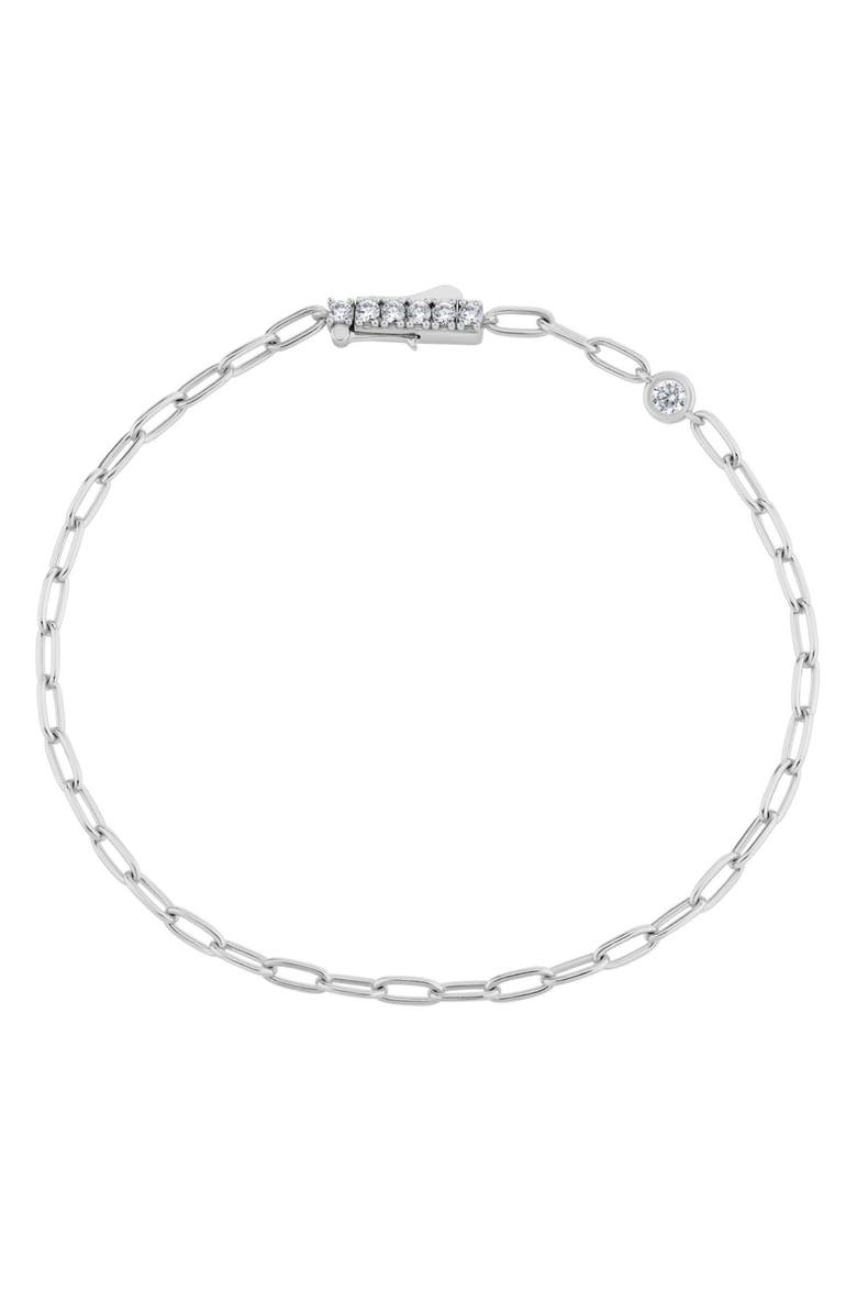 Crislu Layer Up Paperclip Chain Bracelet, Alternate, color, Pure Platinum / Clear Stone