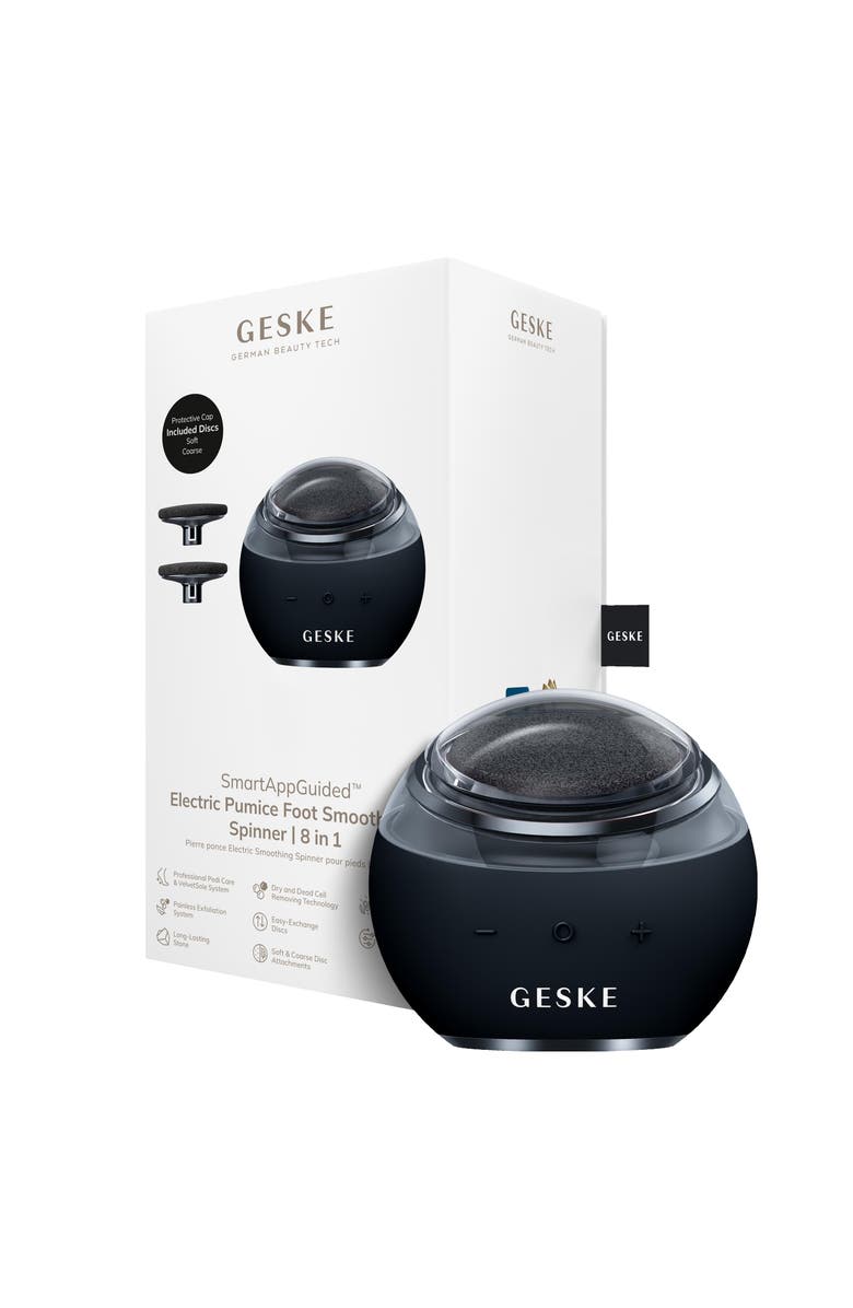 GESKE SmartAppGuided Electric Pumice Foot Smoothing Spinner | 8 in 1, Main, color, Black