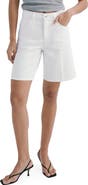 MANGO High Waist Mid Thigh Denim Shorts