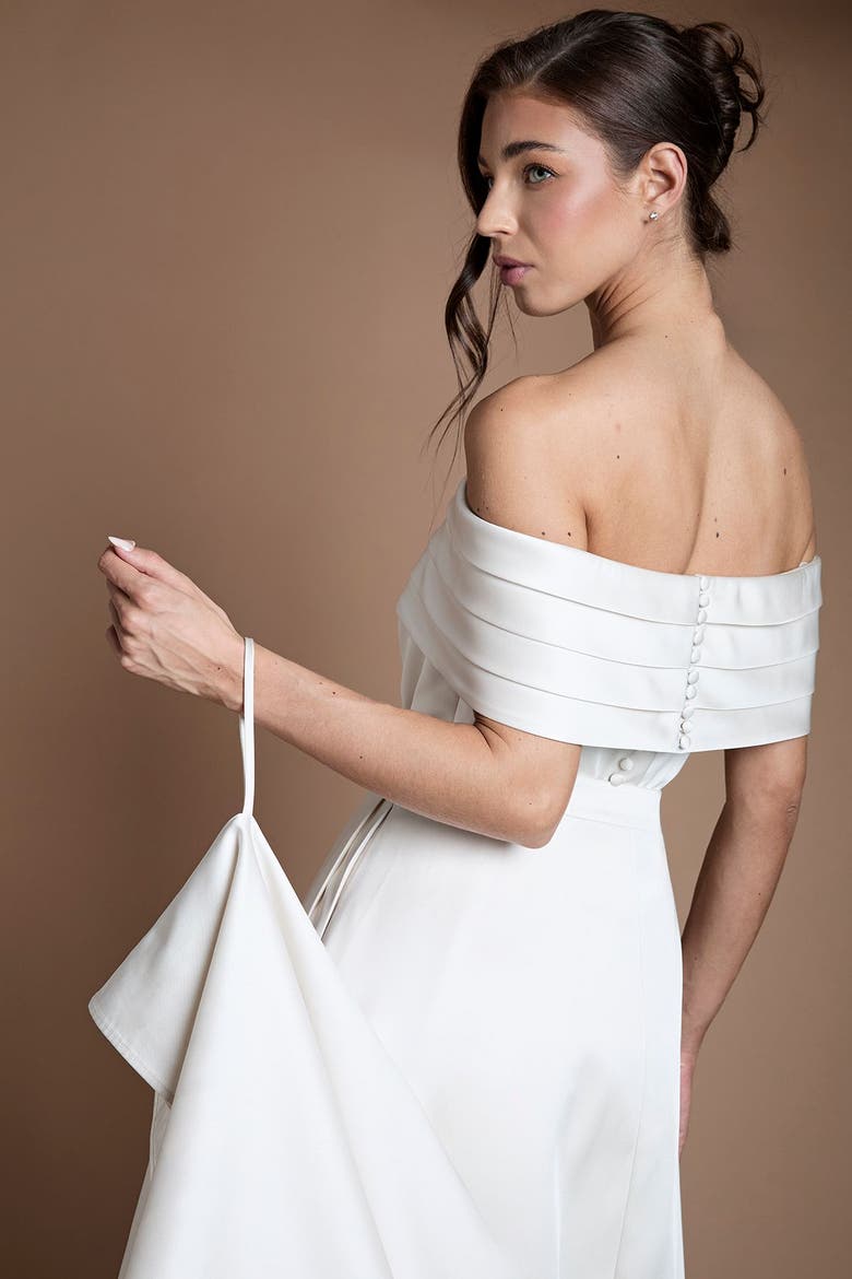 Wrap Bridal Overskirt, Alternate, color, Ecru