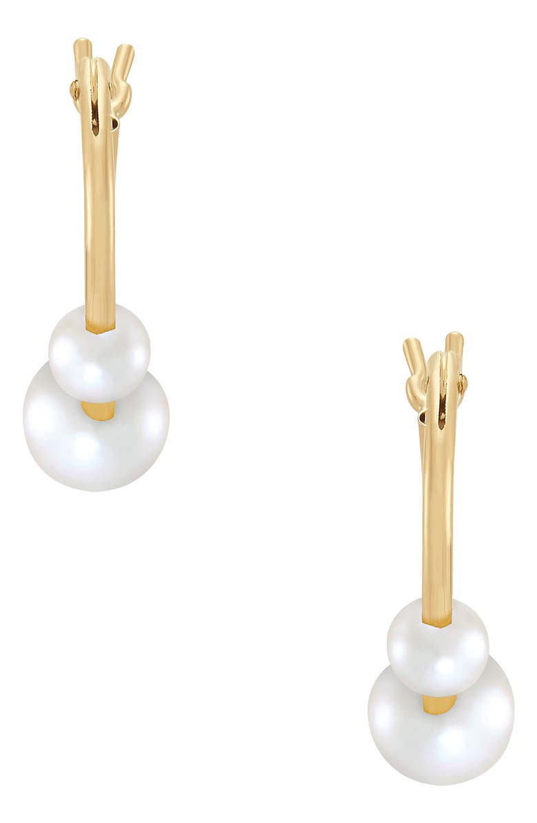 Frankie & Zoe 14K Yellow Gold Cultured Pearl Hoop Earrings, Alternate, color, Yellow Gold
