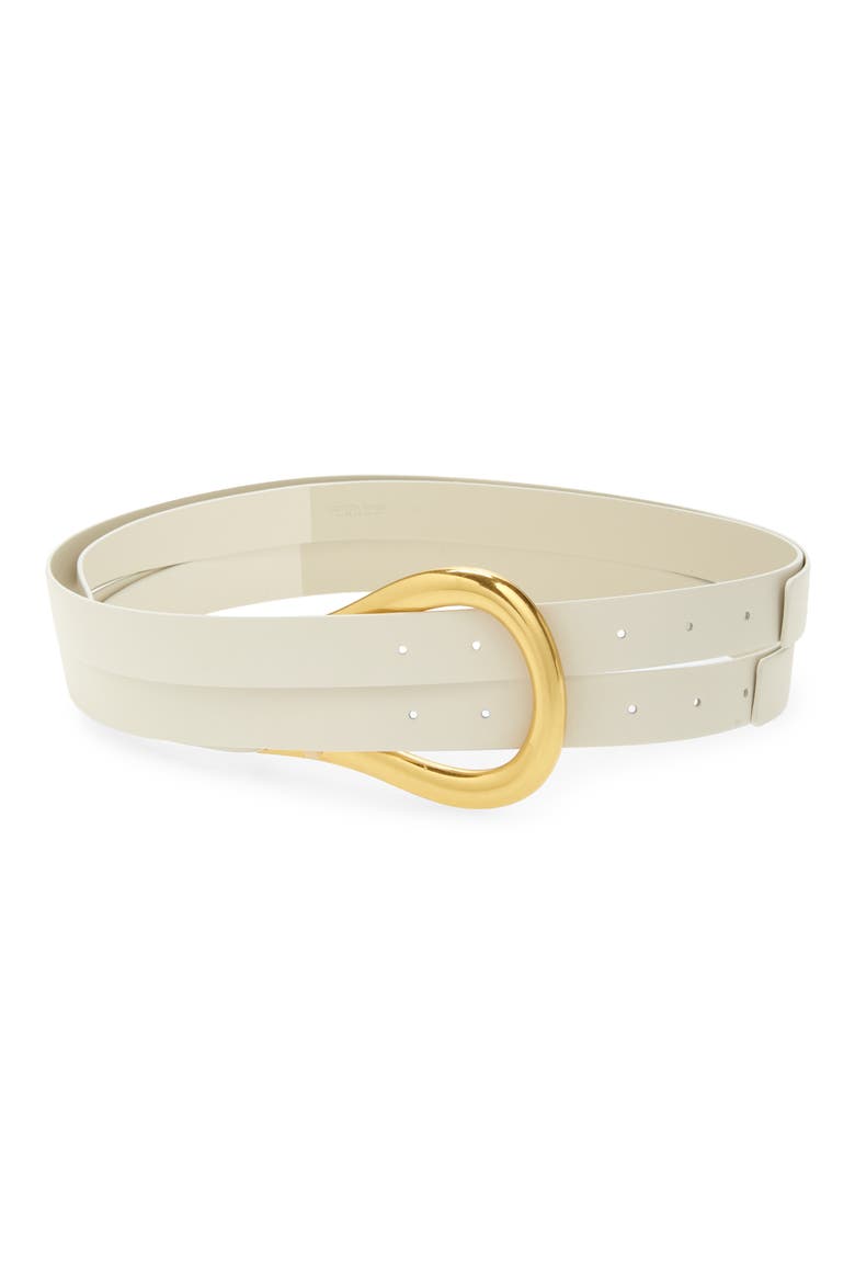 Leather Belt, Main, color, WHITE/ PLASTER/ GOLD