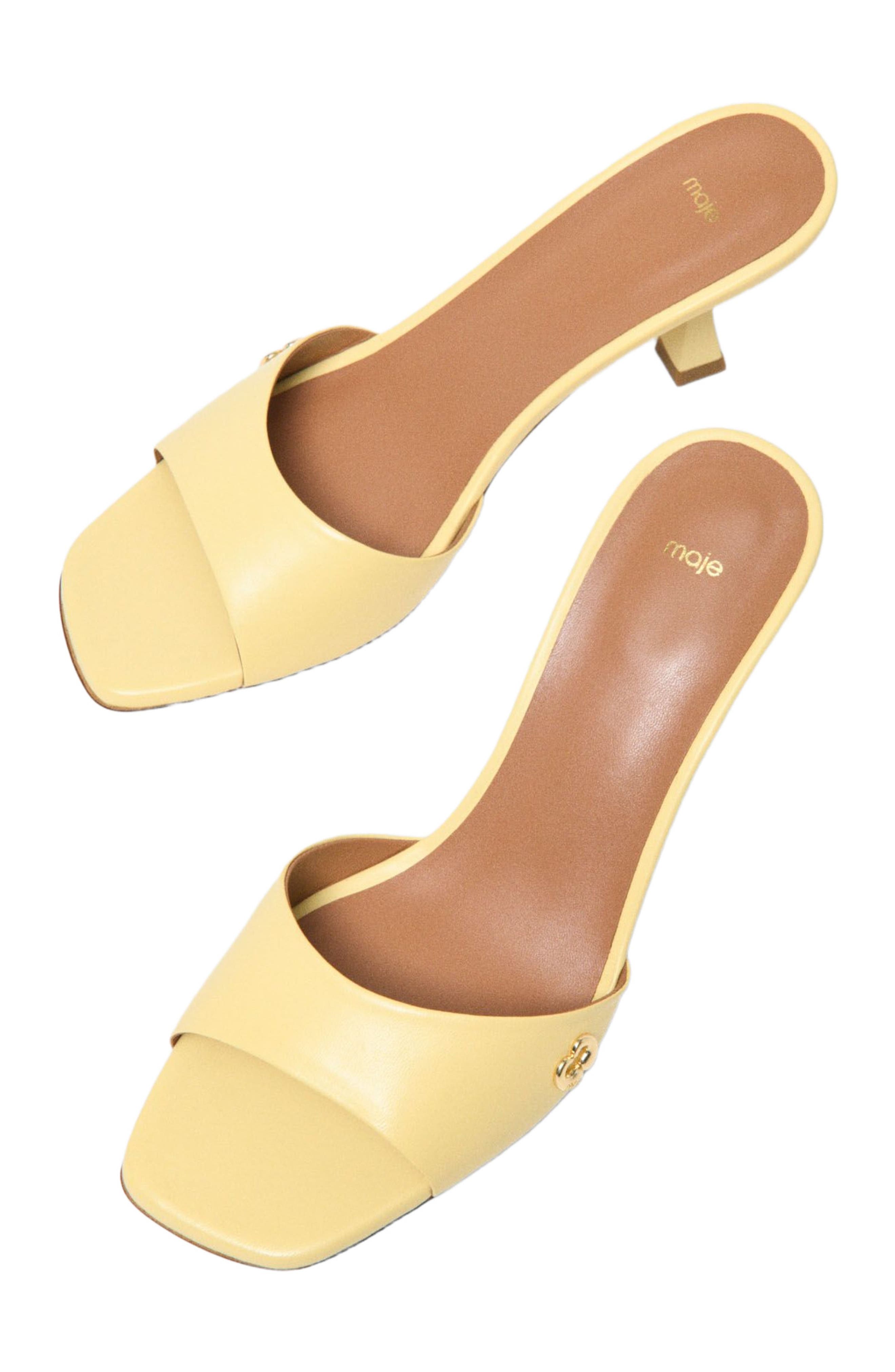 Leather mules, Alternate, color, Pale yellow