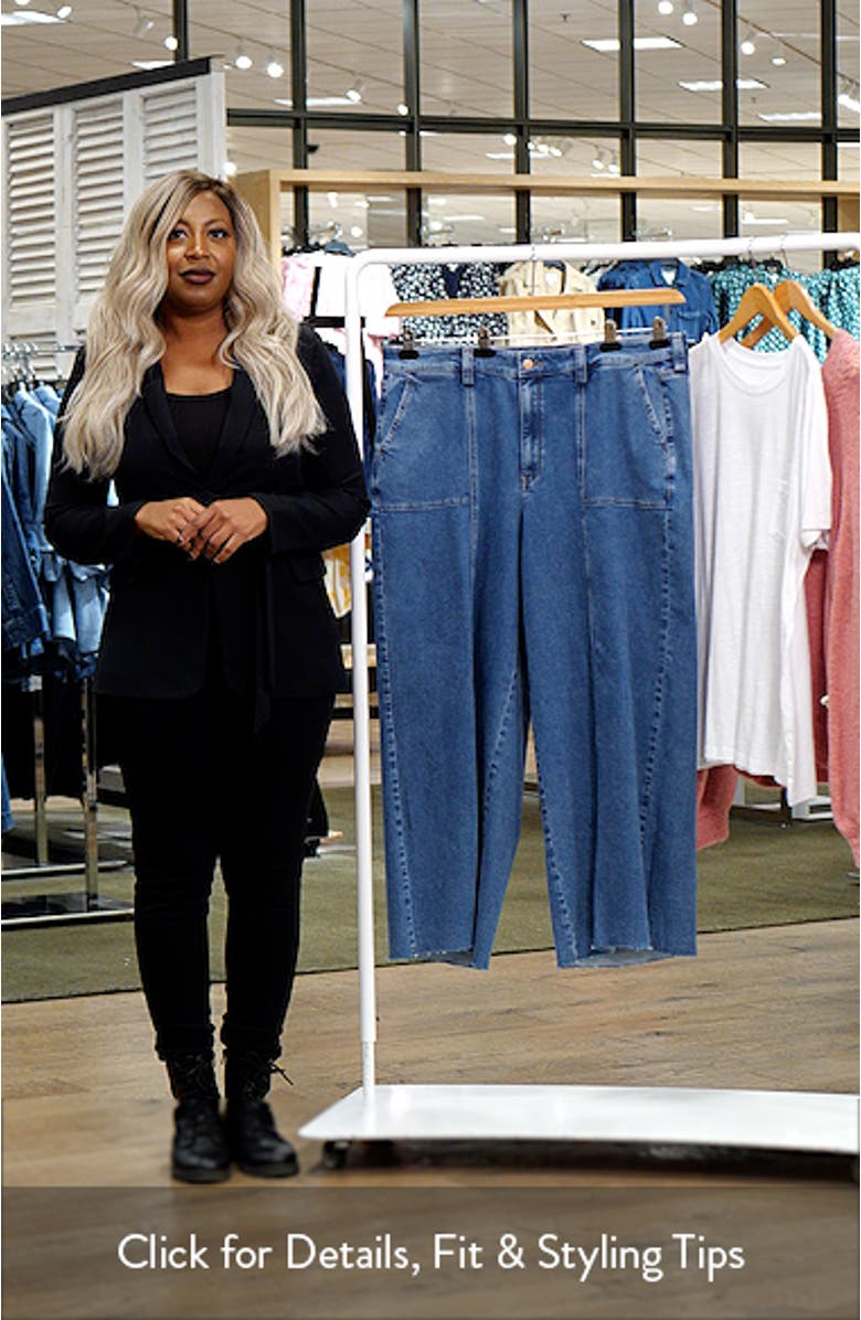 Simone Raw Hem High Waist Wide Leg Utility Jeans, sales video thumbnail