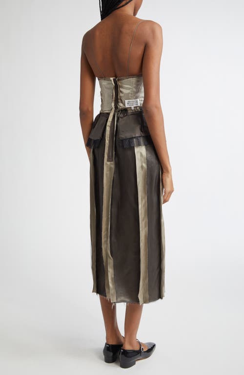 Maison Margiela Multicolor Silk Midi Dress In Stone And Moon Rock