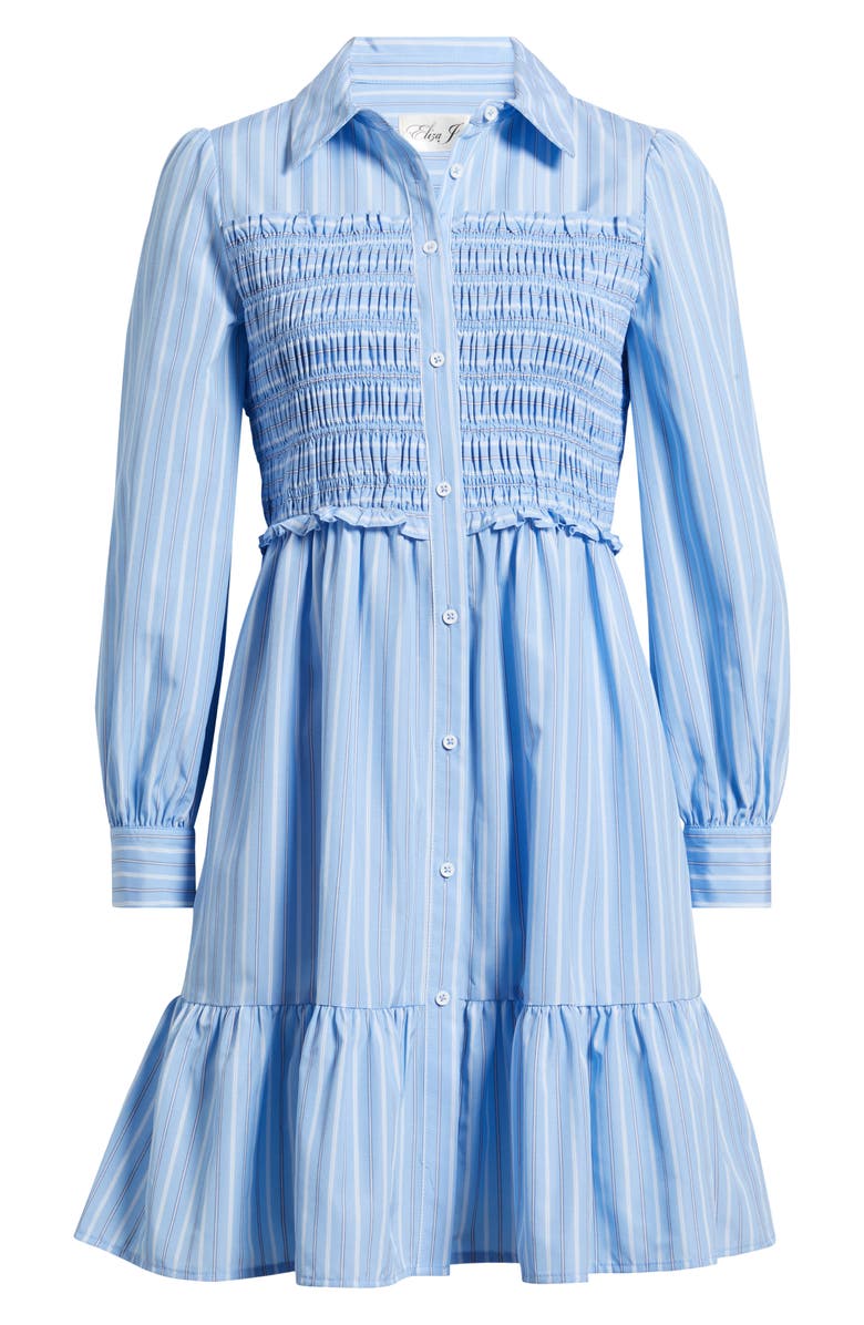 Eliza J Smock Bodice Long Sleeve Shirtdress, Alternate, color,