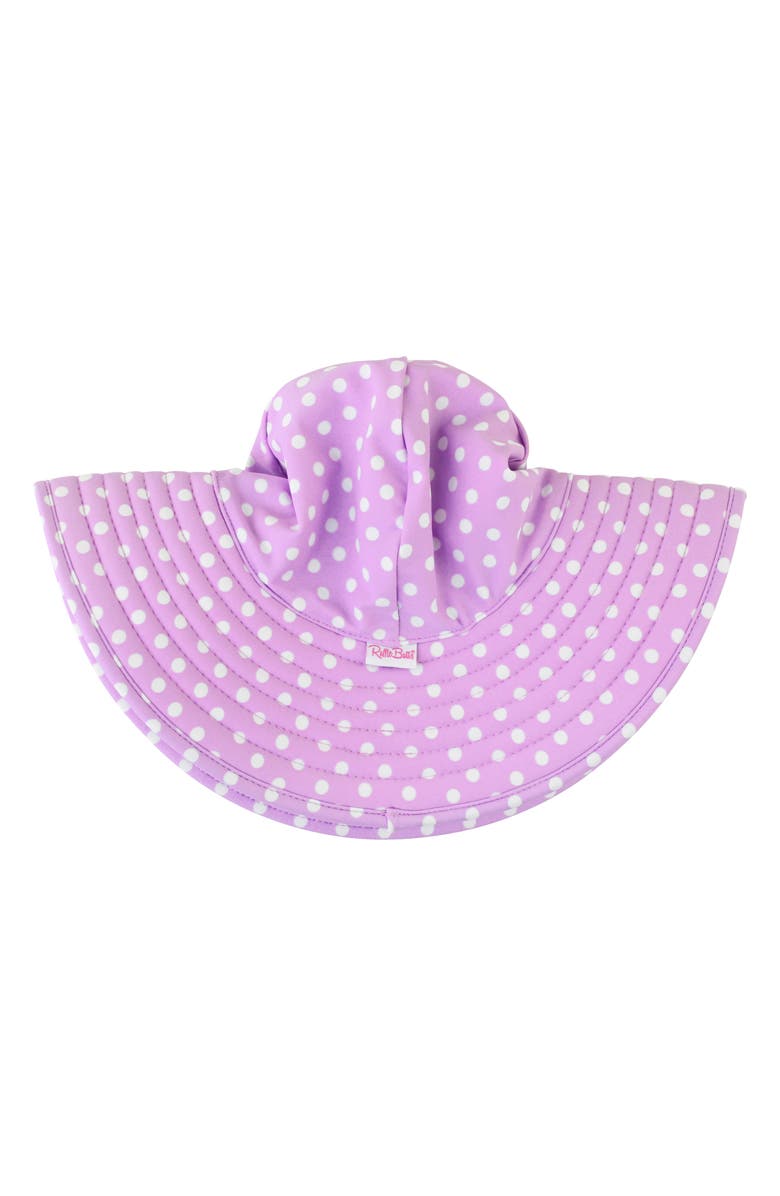 RuffleButts Polka Dot One-Piece Rashguard Swimsuit & Sun Hat Set, Alternate, color,