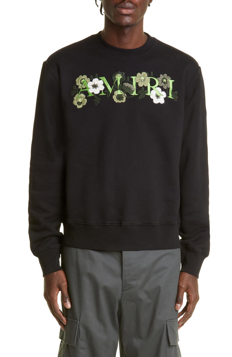 AMIRI Embroidered Floral Logo Graphic Sweatshirt, Main, color,