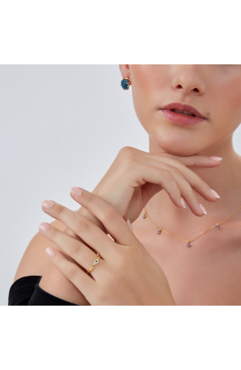 Spero London Eye Sterling Silver Adjustable Stacking Ring Evil Eye, Alternate, color, Gold