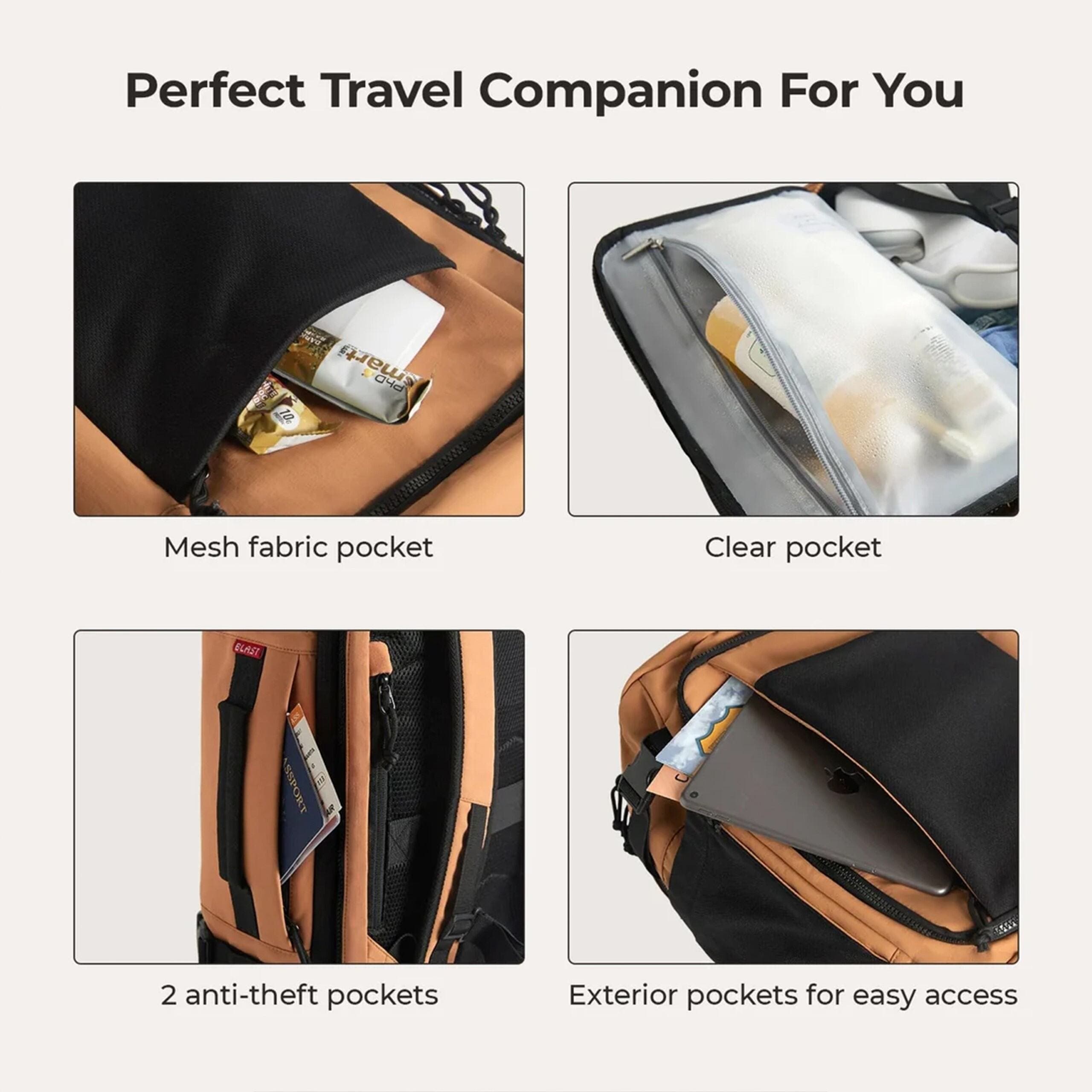 Blast Mesh Carry On Expandable Travel Backpack - 28L-38L Extended, Alternate, color, Bran