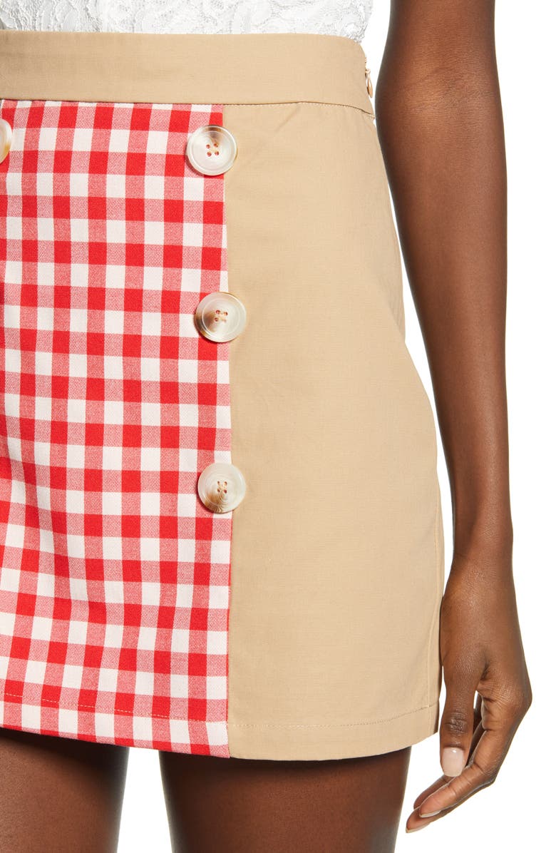 English Factory Contrast Gingham Miniskirt, Alternate, color,