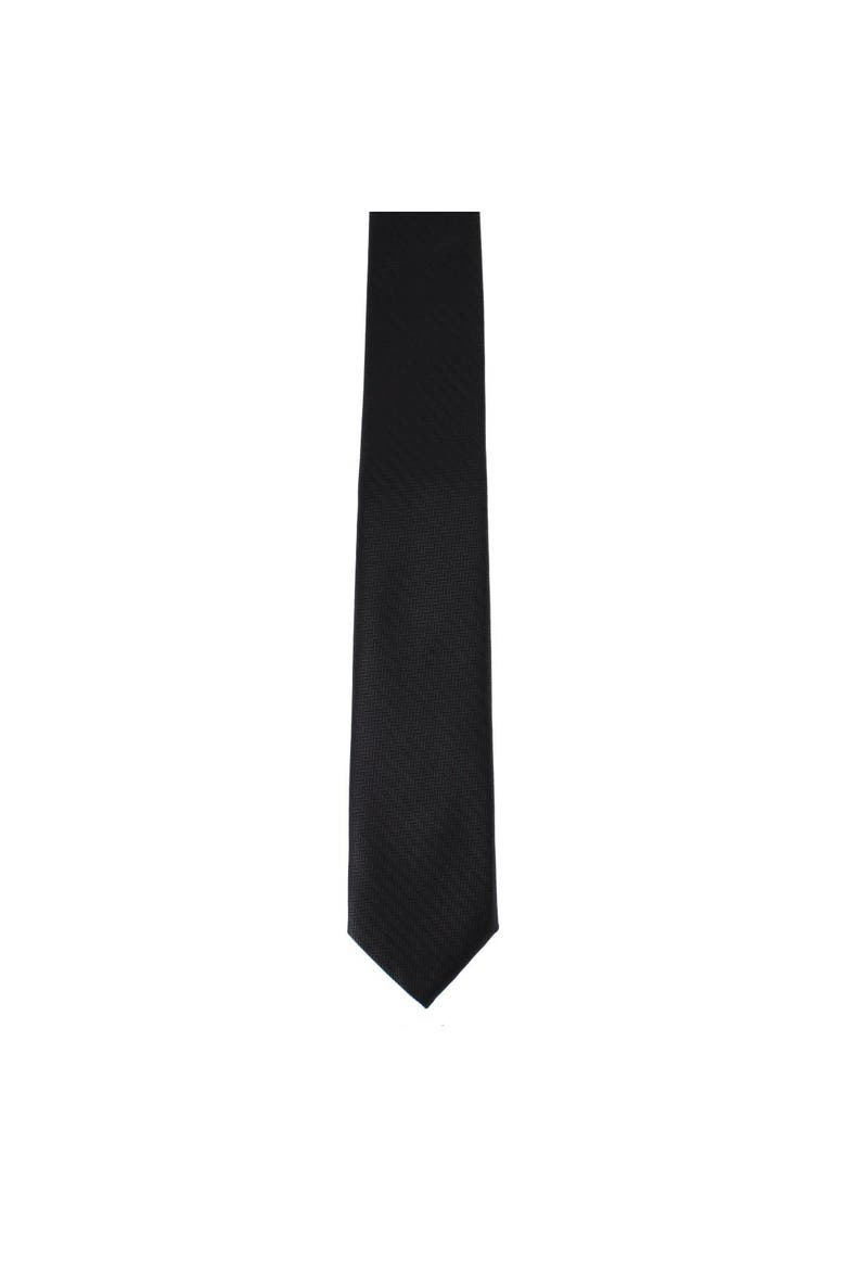 Etched Herringbone Twist Necktie, Alternate, color, Black