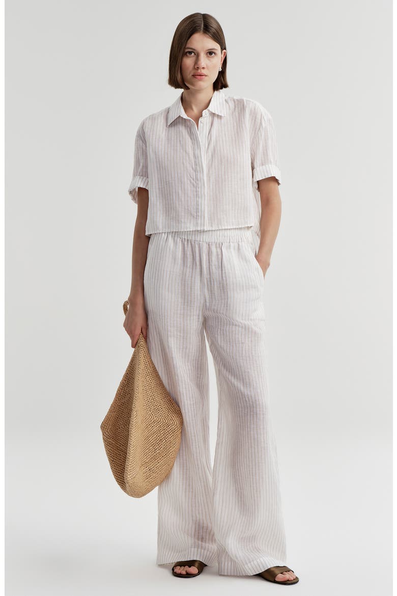 Tyler Wide Leg Linen Pants, Alternate, color, IVORY/ DESERT BEIGE