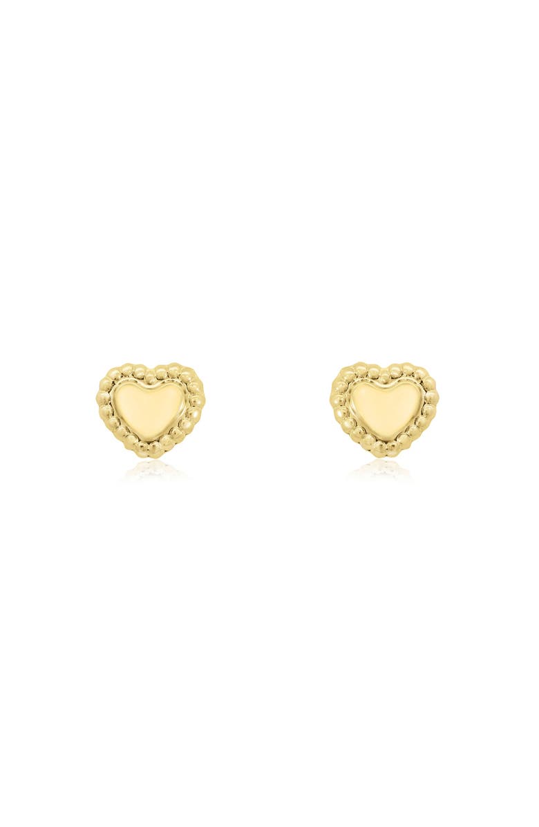 The Lovery Fine Jewelry Baby Beaded Heart Screw Back Stud Earrings, Alternate, color, Yellow Gold