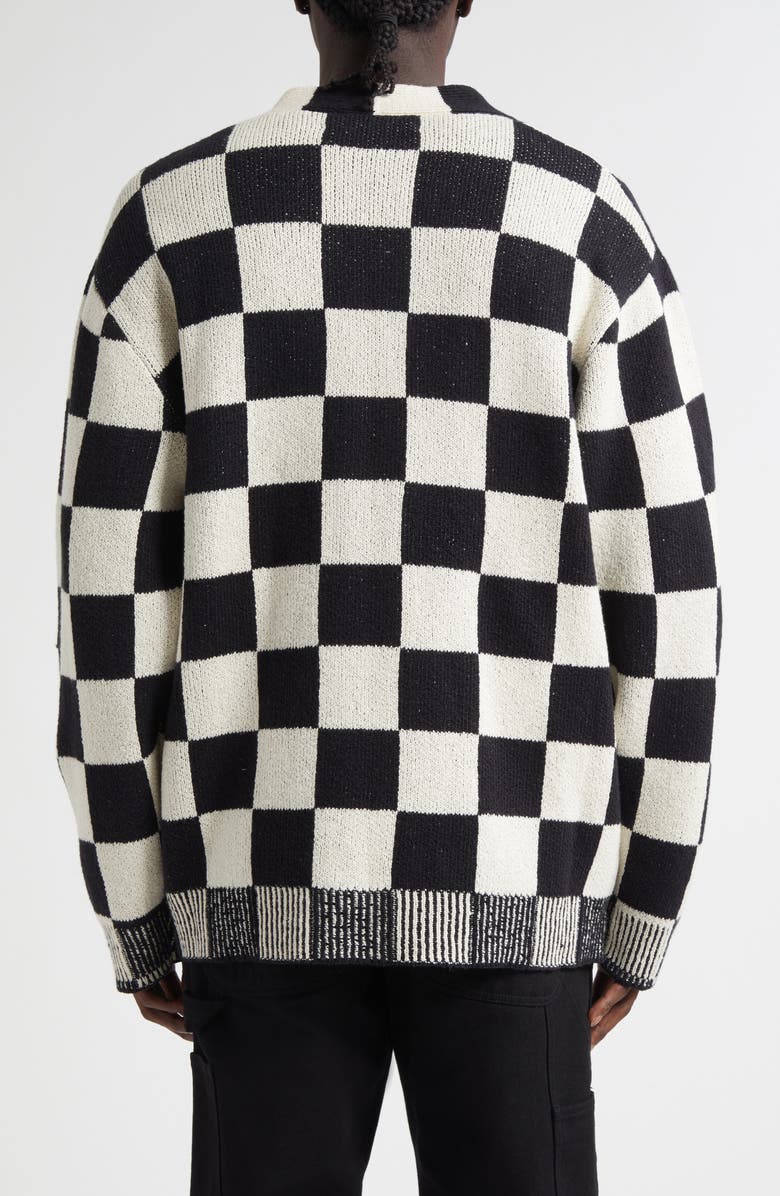 The Elder Statesman Nora Lite Creatures Cardigan, Alternate, color, Black/ Natural Check