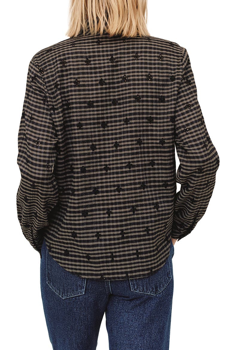 Eyelet Gingham Shirt, Alternate, color, BLACK/ OLIVE GINGHAM