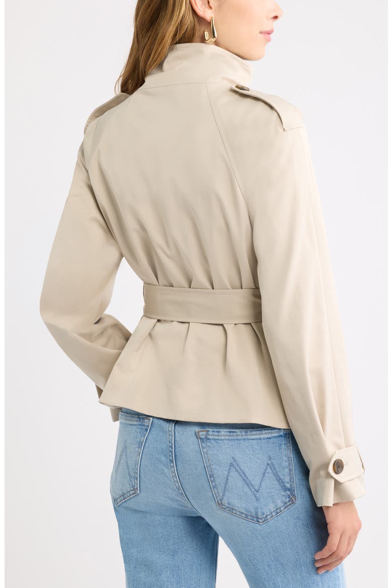 Double Breasted Crop Trench Coat, Alternate, color, GREY FEATHER