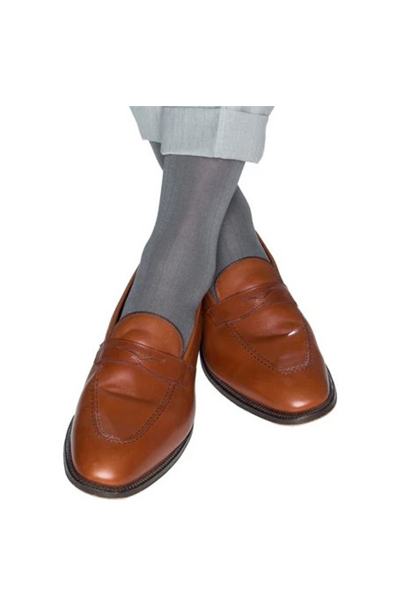 Trafalgar Sutton Fine Merino Wool Solid Color Ribbed Socks, Alternate, color, Grey