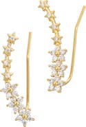 SAVVY CIE JEWELS Cubic Zirconia Flower Climber Earrings
