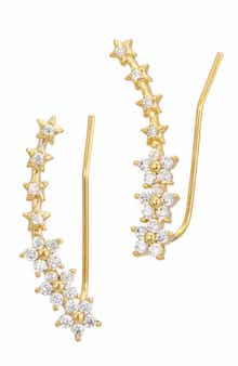 SAVVY CIE JEWELS Cubic Zirconia Flower Climber Earrings