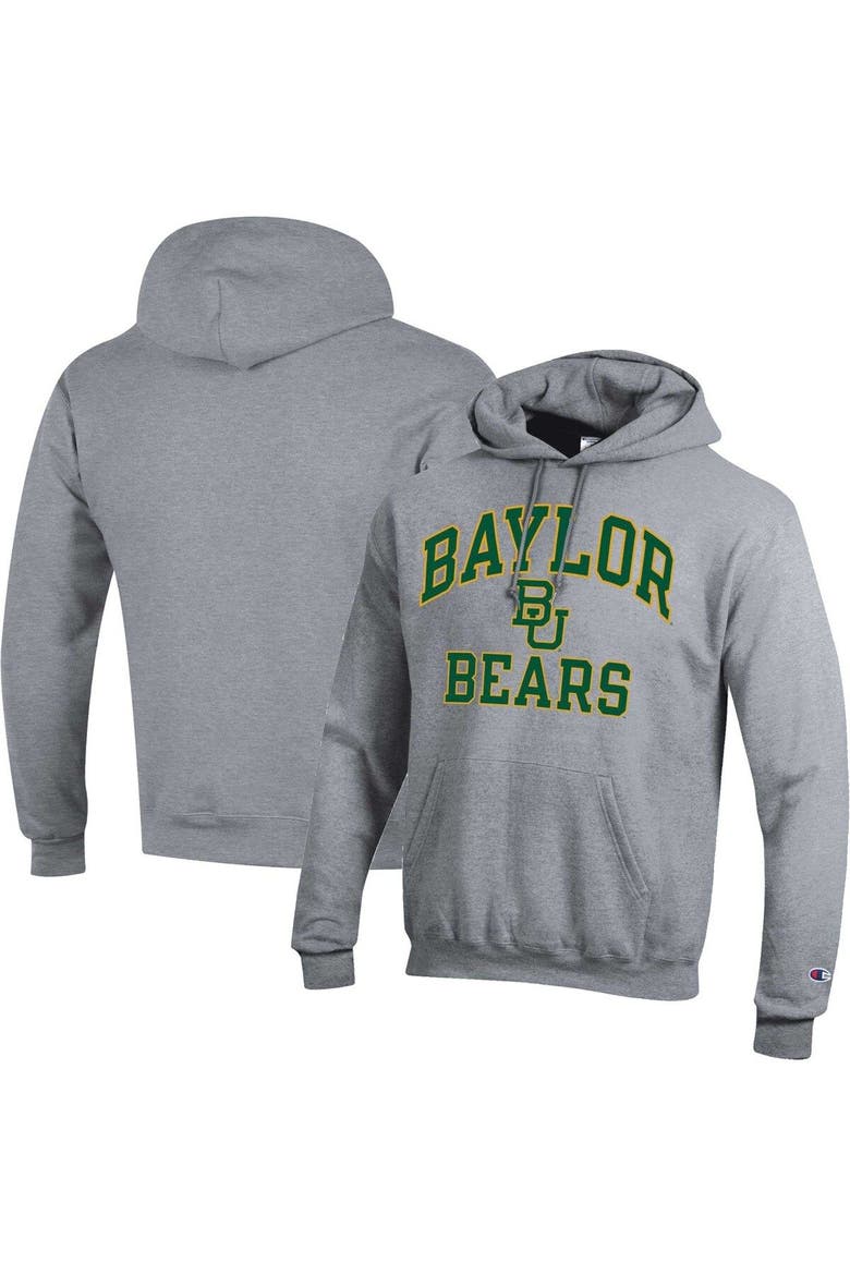 Men's Champion Heather Gray Baylor Bears High Motor Pullover Hoodie, Main, color, Heather Gray