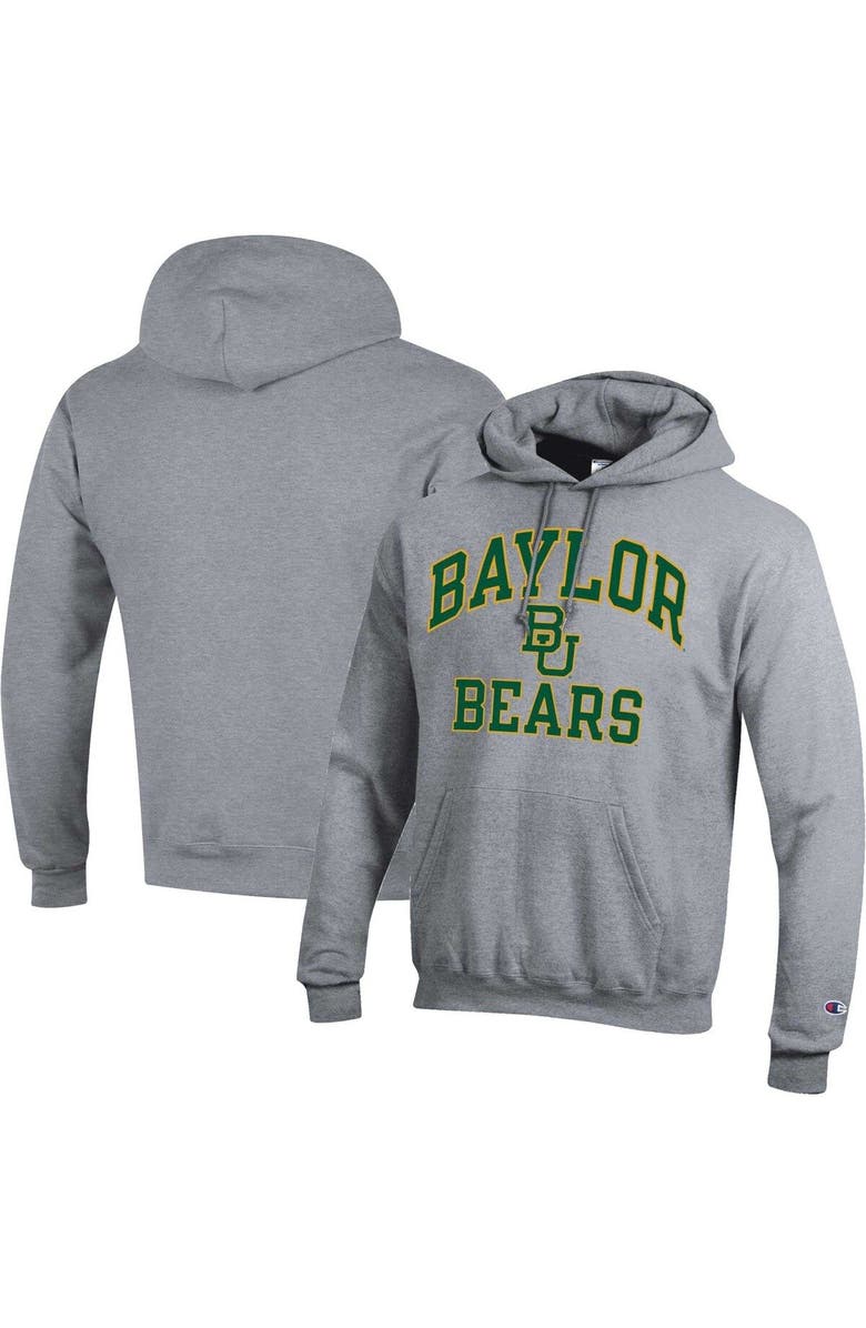 Champion Men's Champion Heather Gray Baylor Bears High Motor Pullover Hoodie, Main, color, Heather Gray