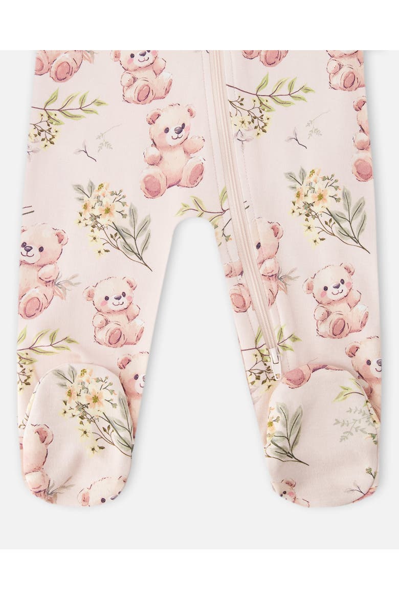 Organic Cotton Bear Print One-Piece Pyjama, Alternate, color, Pale Rose Bear Print