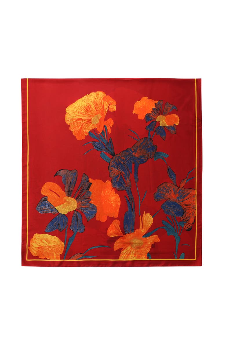 Youzey Koi Pond Floral Scarf - Red, Alternate, color, Red