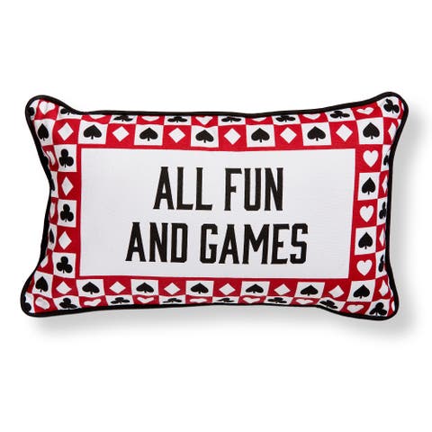 All Fun And Games Lumbar Pillow Multi Cotton Cover 20x13x1 in