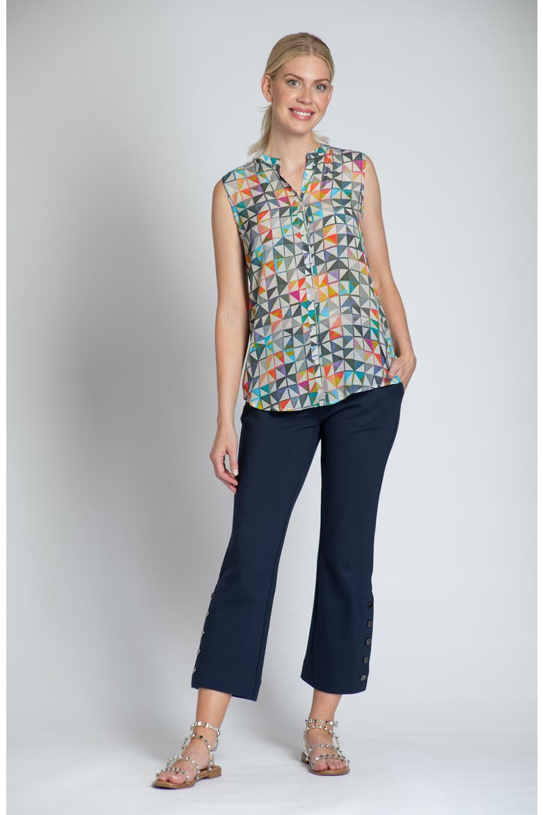 Print Chiffon Button-Up Sleeveless Top, Alternate, color, ORANGE MULTI