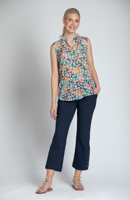 Apny Print Chiffon Button-up Sleeveless Top In Orange Multi