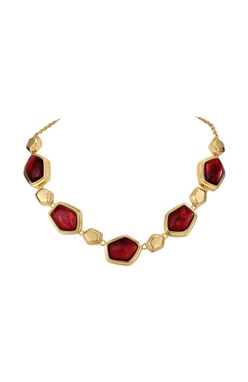 Rc Retro Chic Red Velvet Necklace In Gold