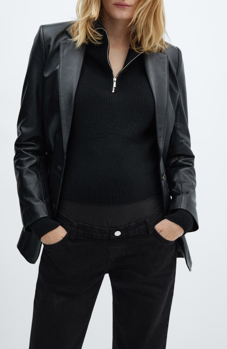 MANGO Over the Bump Straight Leg Crop Maternity Jeans, Alternate, color, 