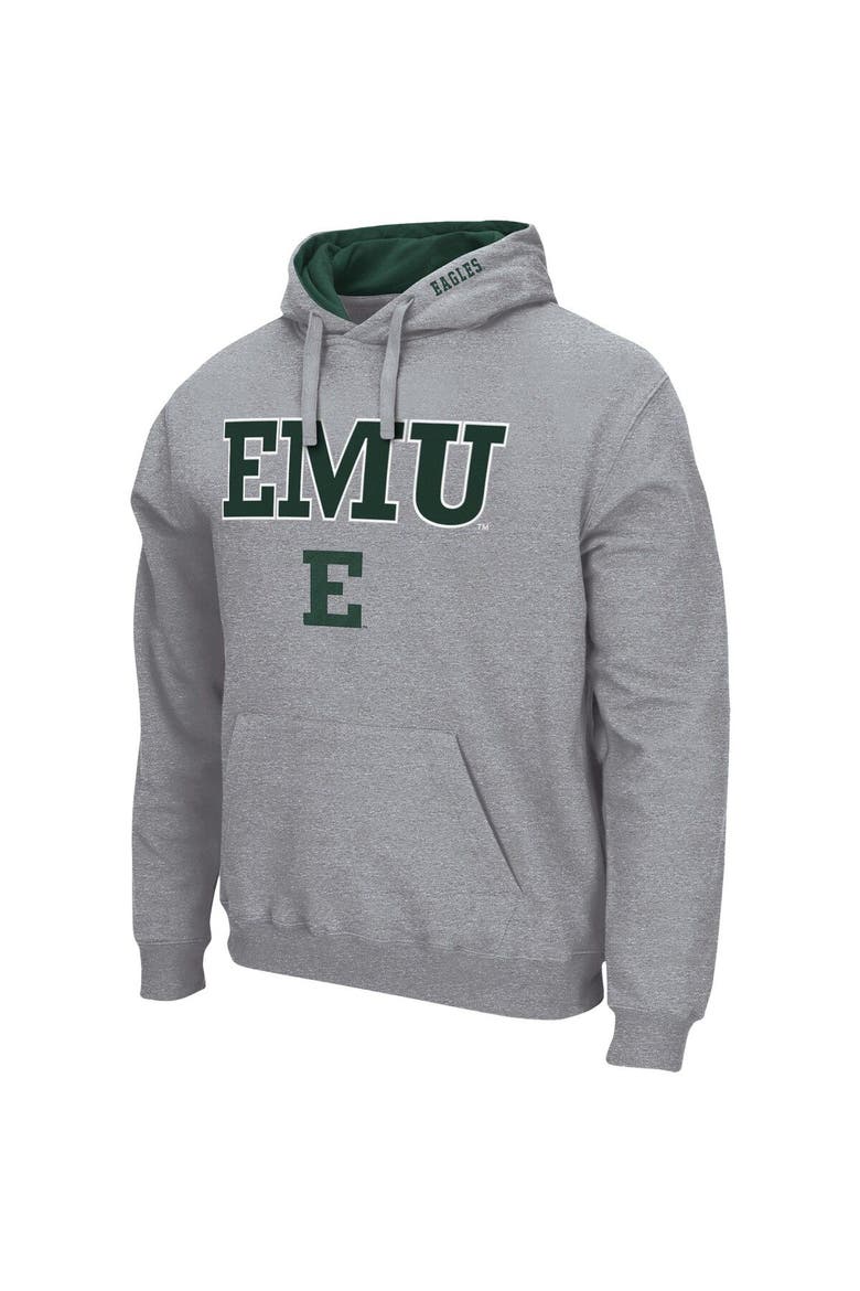 Men's Colosseum Heathered Gray Eastern Michigan Eagles Arch & Logo 3.0 Pullover Hoodie, Alternate, color, Heather Gray