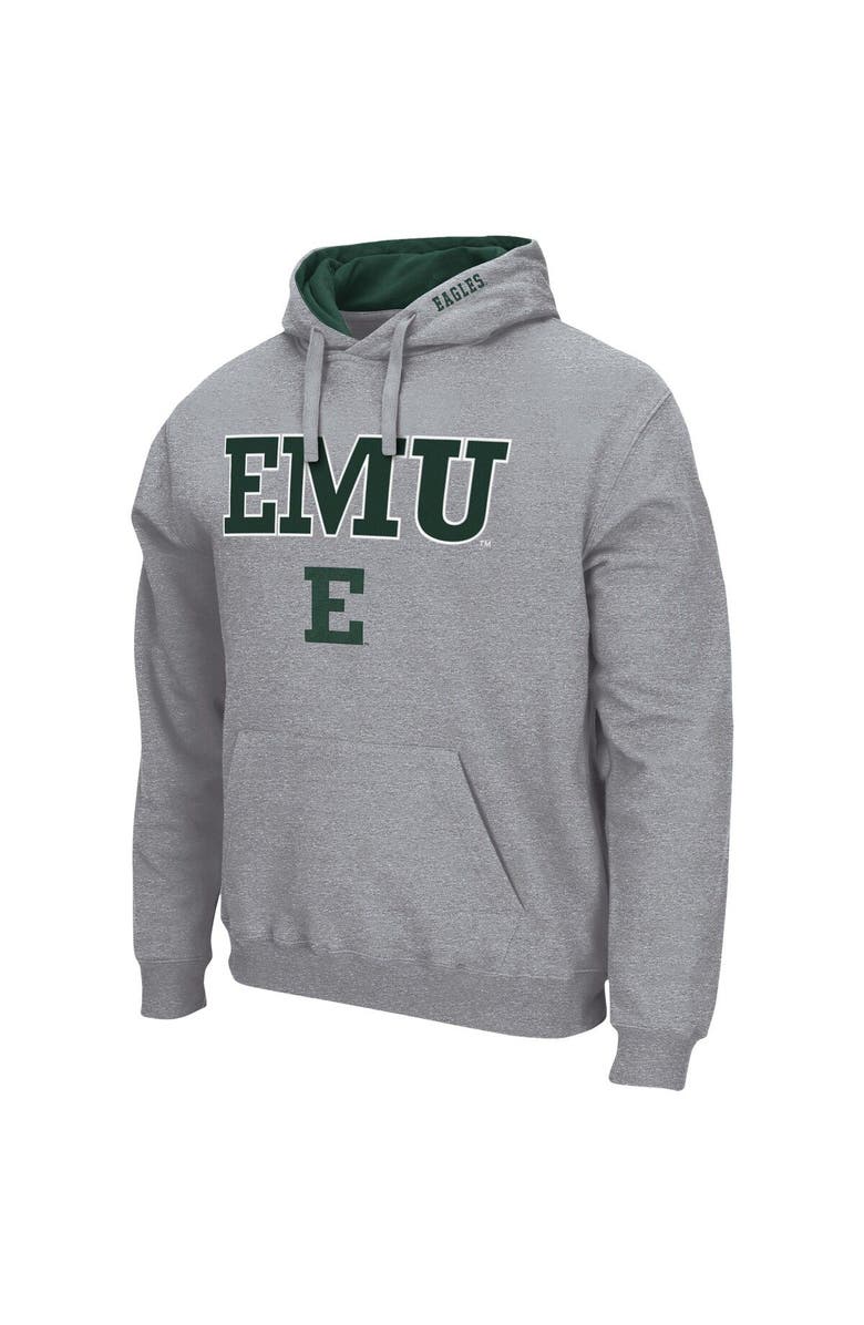 COLOSSEUM Men's Colosseum Heathered Gray Eastern Michigan Eagles Arch & Logo 3.0 Pullover Hoodie, Alternate, color, Heather Gray