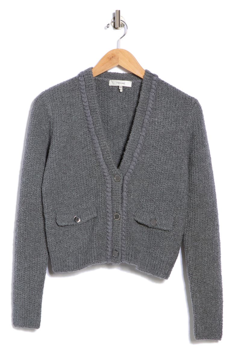 Double Pocket Crop Cardigan, Alternate, color, PEWTER