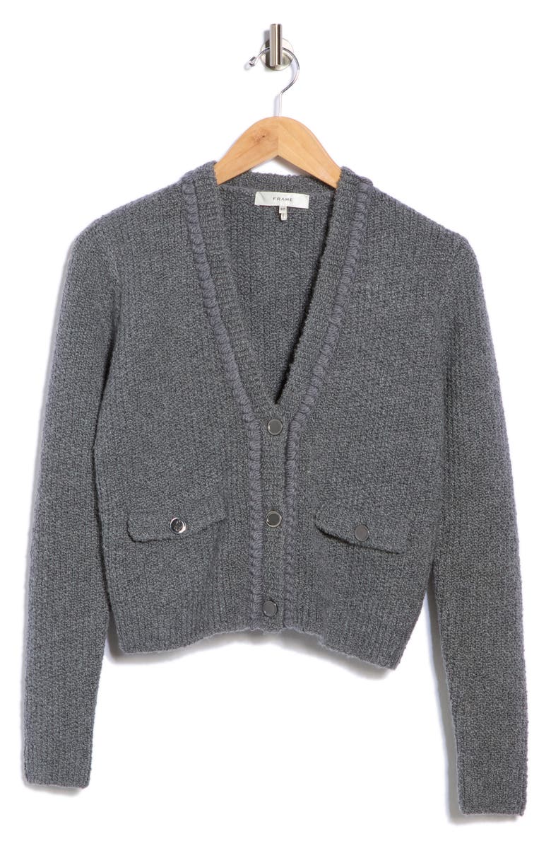 FRAME Double Pocket Crop Cardigan, Alternate, color, Pewter