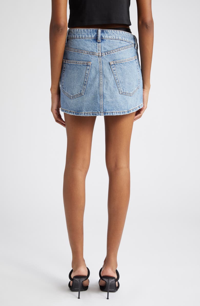 Alexander Wang Asymmetric Bikini Strap Denim Miniskirt, Alternate, color, Vintage Light Indigo