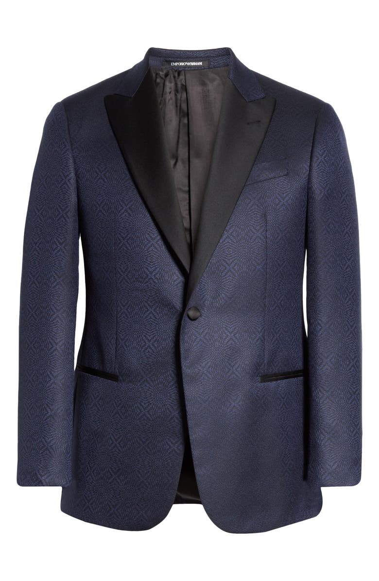 Emporio Armani G Line Trim Fit Geometric Wool & Silk Dinner Jacket, Alternate, color, 