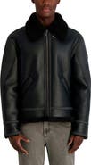 KARL LAGERFELD Faux Leather & Faux Shearling Jacket