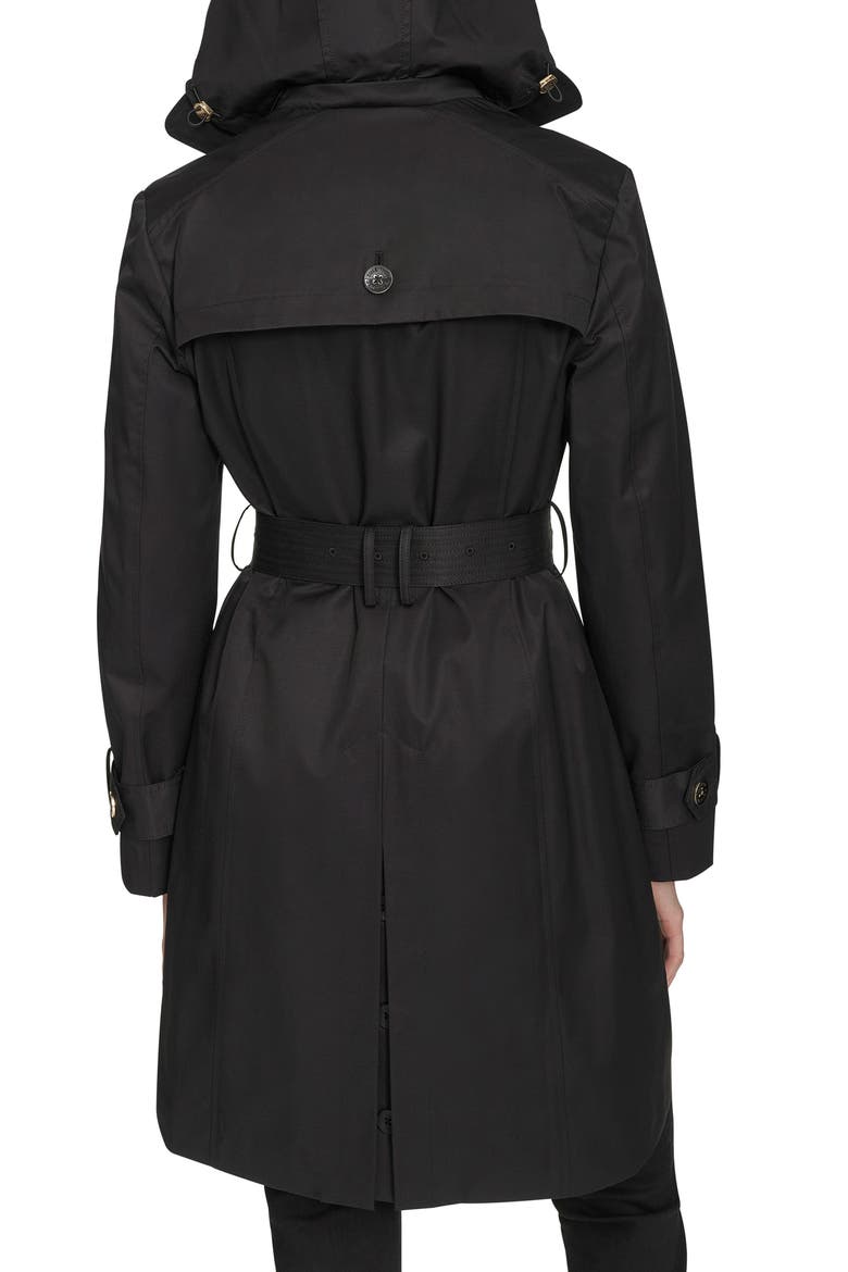 Water Resistant Trench Coat with Removable Hood, Alternate, color, BLACK