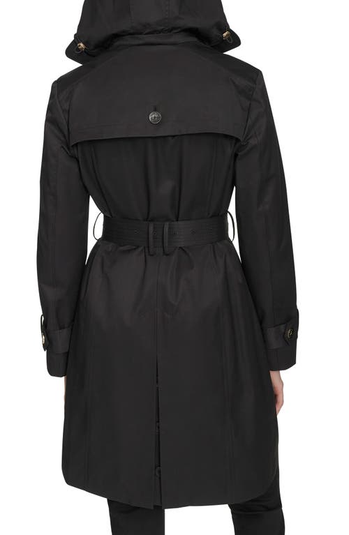 Cole Haan Signature Water Resistant Trench Coat With Removable Hood In Black
