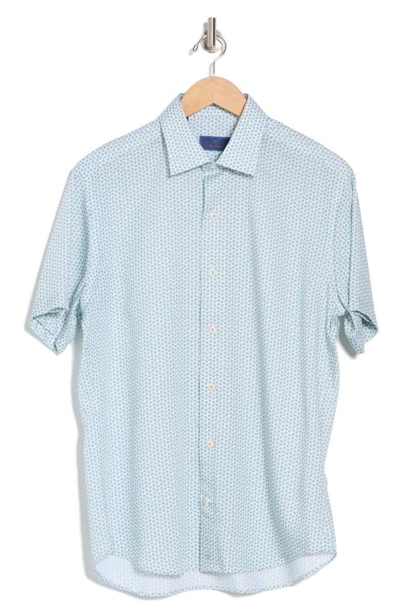 David Donahue Floral Print Short Sleeve Sport Shirt, Alternate, color, White/ Green