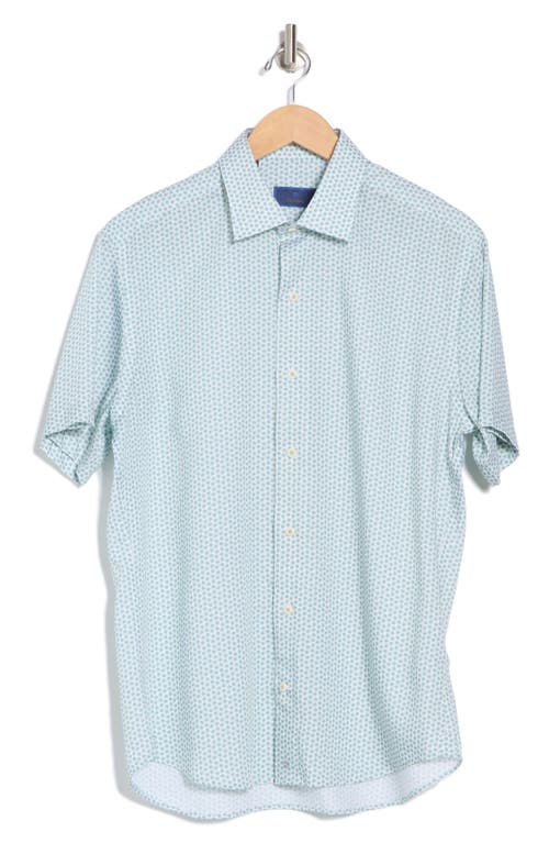 David Donahue Floral Print Short Sleeve Sport Shirt In Blue