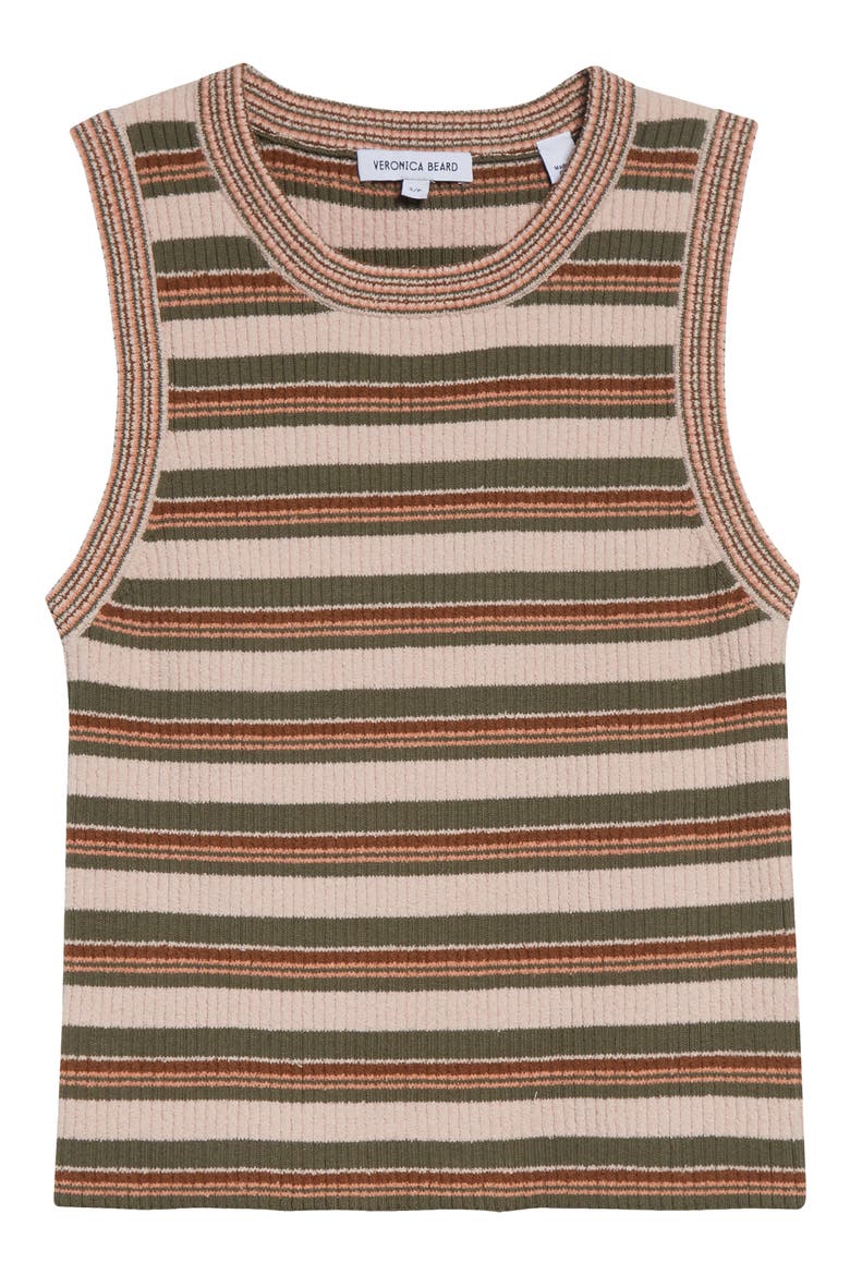 Jerrell Stripe Stretch Cotton Rib Tank Top, Alternate, color, PINK SHELL/ STONE ARMY