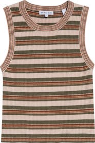 Veronica Beard Jerrell Stripe Stretch Cotton Rib Tank Top