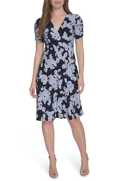 Paisley Short Sleeve Jersey Fit & Flare Dress